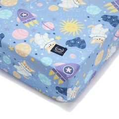 La Millou波蘭 拉米洛北歐風嬰兒床單(70x140cm)｜星空胖柯基(藍底)